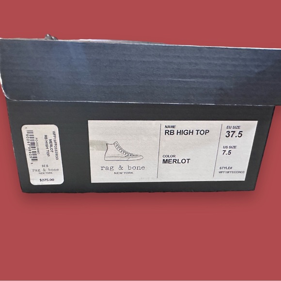 🎉HOST PICK🎉NWB Rag & Bone RB Lace Up Hight Top Sneakers in Merlot 🍷Size 7.5 - Picture 12 of 14